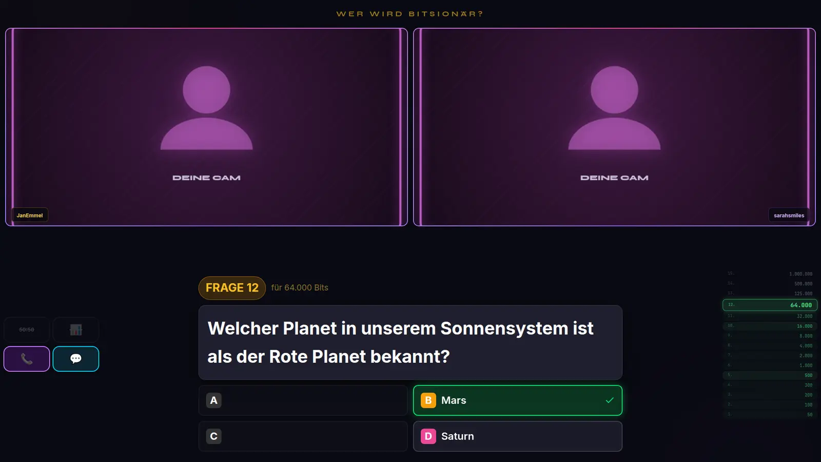 Bitsionär: Beispielansicht 3 mit Beispielinhalten