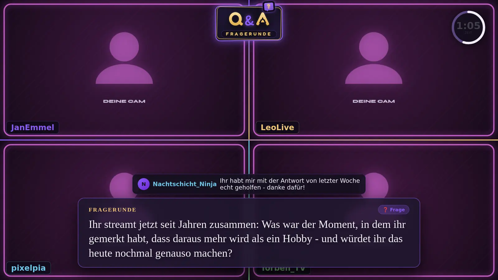 Q&A · Fragerunde: Beispielansicht 3 mit Beispielinhalten