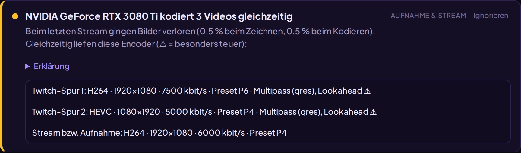 Befund: Grafikkarte kodiert 3 Videos gleichzeitig