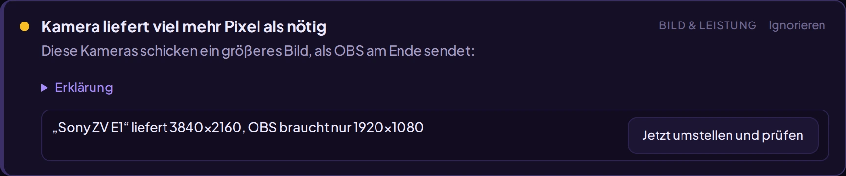 Befund: Kamera liefert viel mehr Pixel als nötig